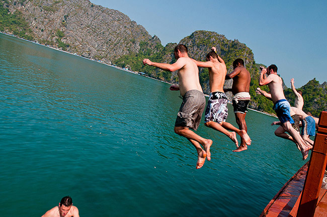 Boat tour jumping