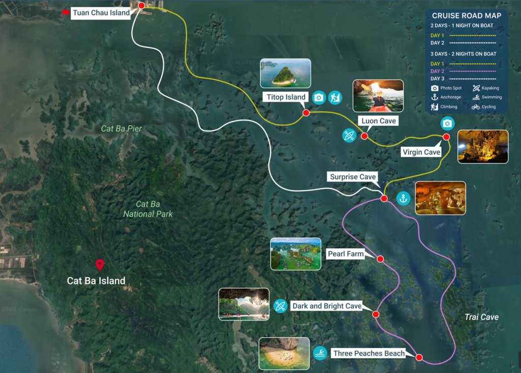 Halong Bay Cruise itinerary Map