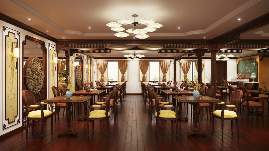 Restaurant on Bai Tu Long Bay Cruise