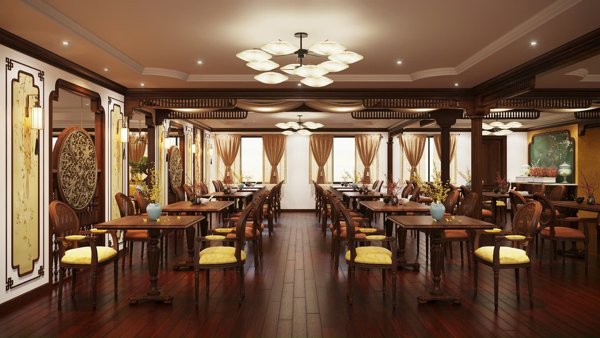 Restaurant on Bai Tu Long Bay Cruise
